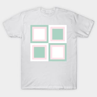 Mint and pink checkered square T-Shirt